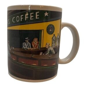 Starbucks Vtg 1999 D Burrows By Chaleur Nighthawks Diner Scene Art Coffee Mug